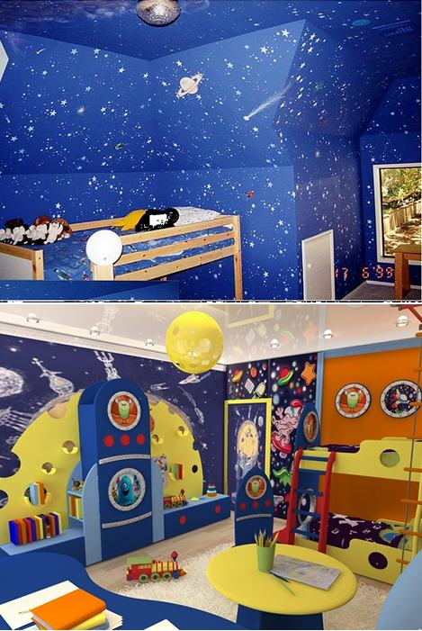 космический стиль в детской комнате